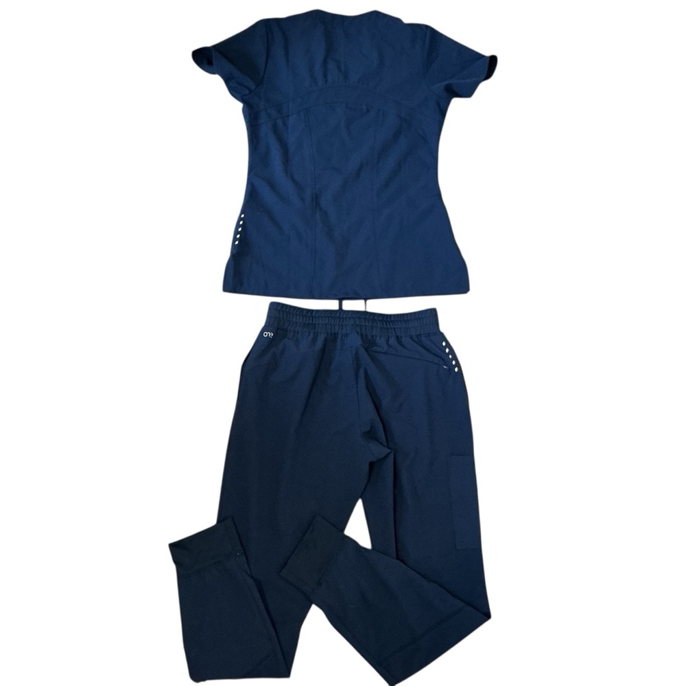 Barco One Womens XS Navy 2 Piece Jogger Scrub Set Drawstring Bottoms - Picture 2 of 12